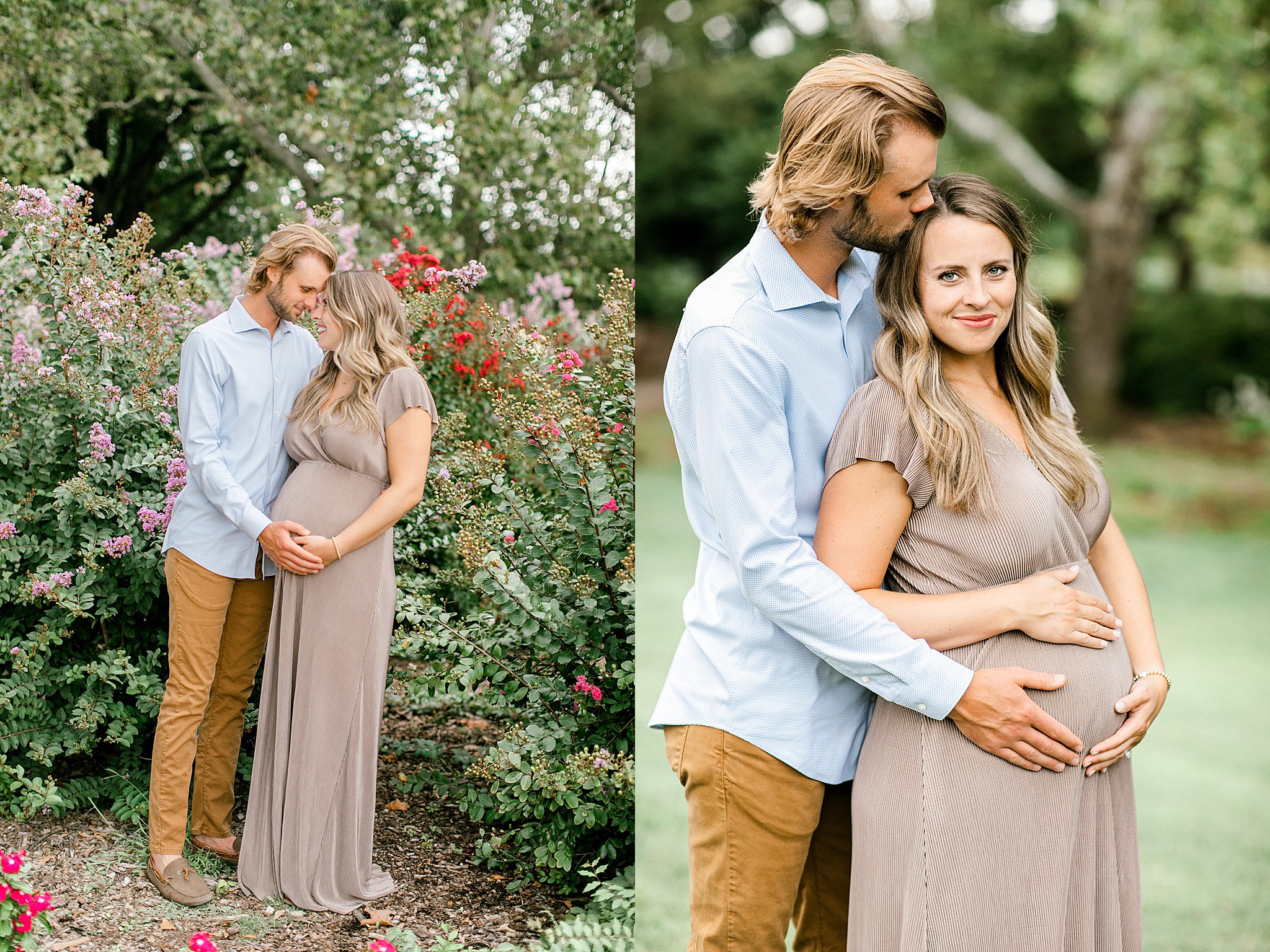 couple celebrates pregnancy with maternity photos at will rogers garden in okc