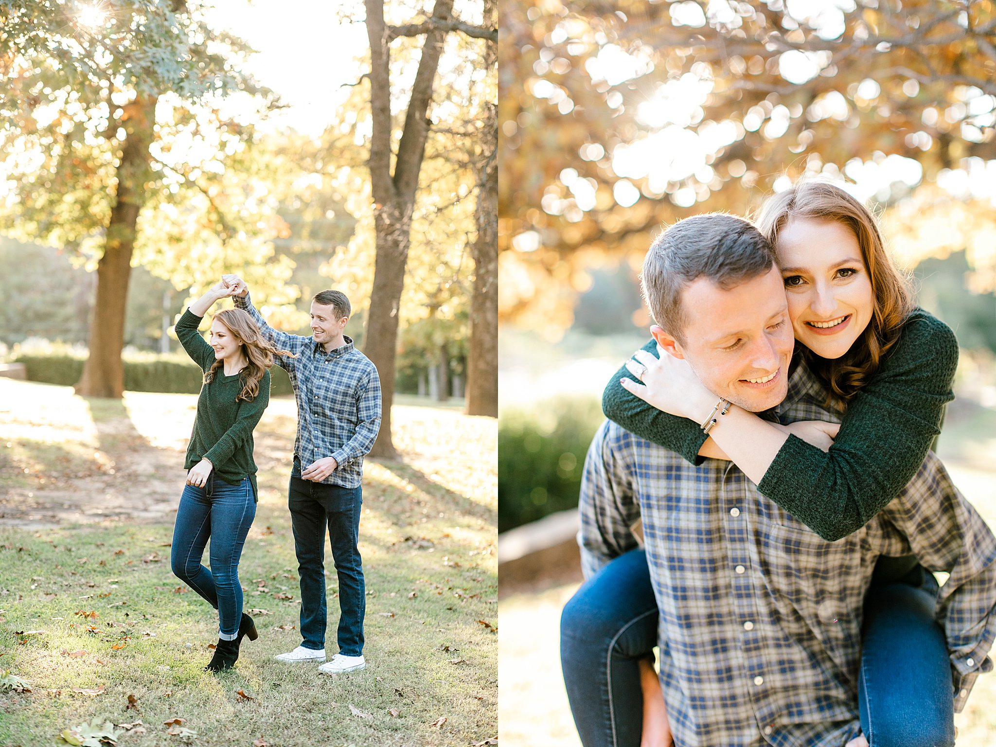 couple celebrates engagement in woodward park tulsa photos