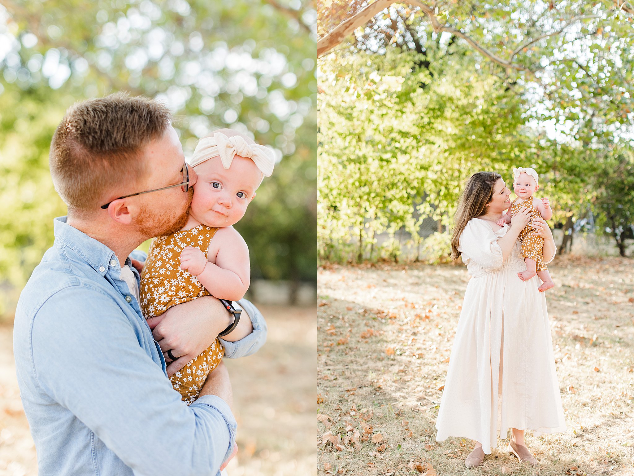 mom and dad hold daughter outside their home for bartlesville family session