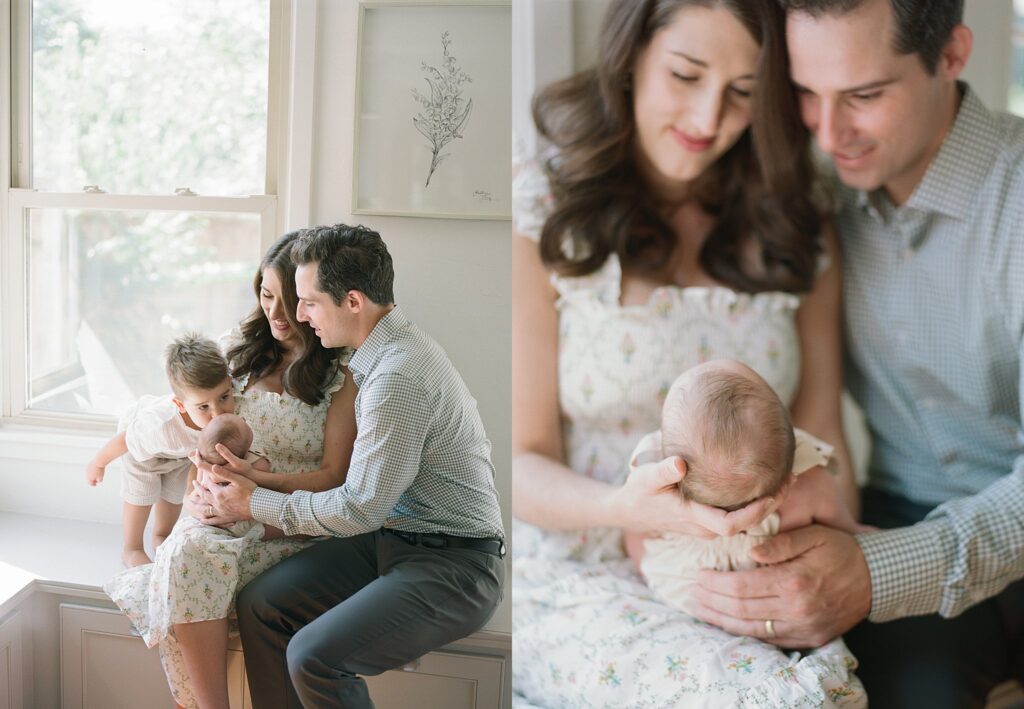 in home lifestyle newborn session with mom and dad holding baby boy photographed by a tulsa newborn photographer serving owasso, claremore, bartlesville, and northeast oklahoma