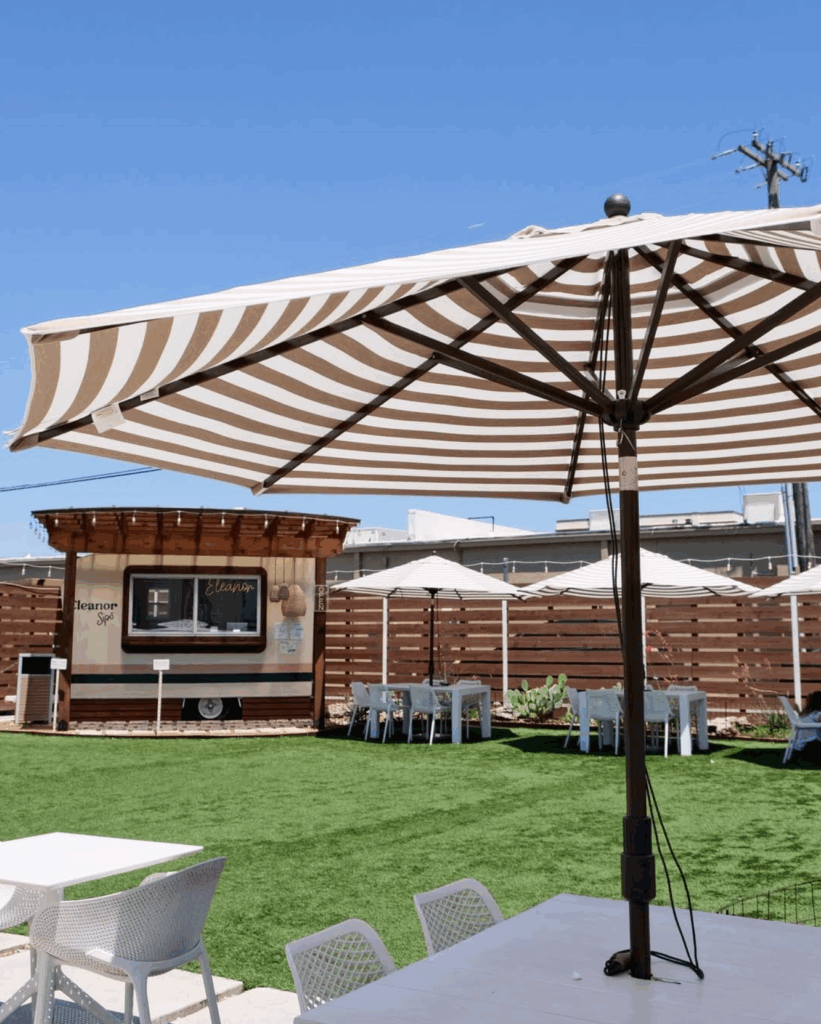 turf area outside family friendly restaurant and coffee shop - laureannae in broken arrow