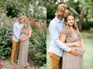 couple celebrates pregnancy with maternity photos at will rogers garden in okc