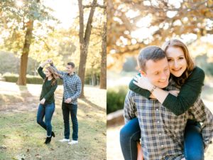 couple celebrates engagement in woodward park tulsa photos